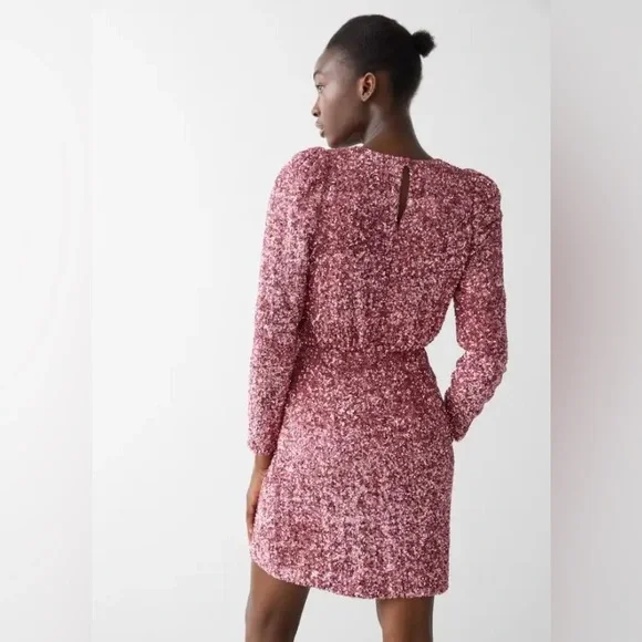 strapless open back dress Pink Floral Delhi Tapestry Scallop Cut-Out Mini Dress
